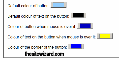 Colour fields in the Navigation Menu Wizard